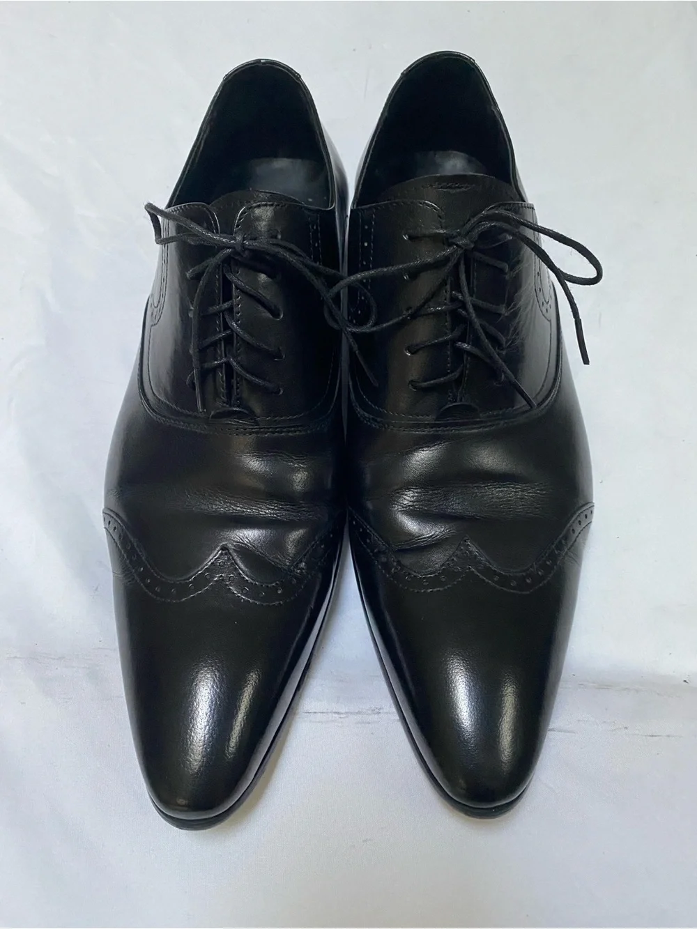 Classic Men's Black Leather Wingtip Dress Shoes